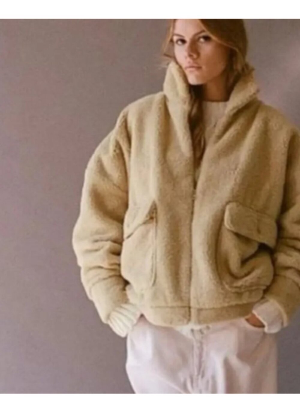 Urban Outfitters Cozy Teddy Sherpa Jacket Size S Camel